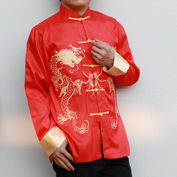 เสื้อตรุษจีนผู้ชายลายมังกร